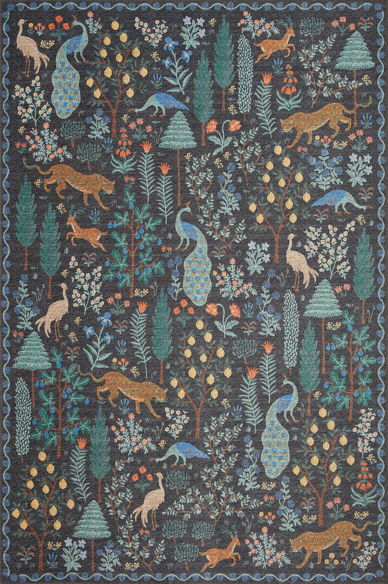 Rifle Paper Co. x Loloi Menagerie Forest Rug - Black