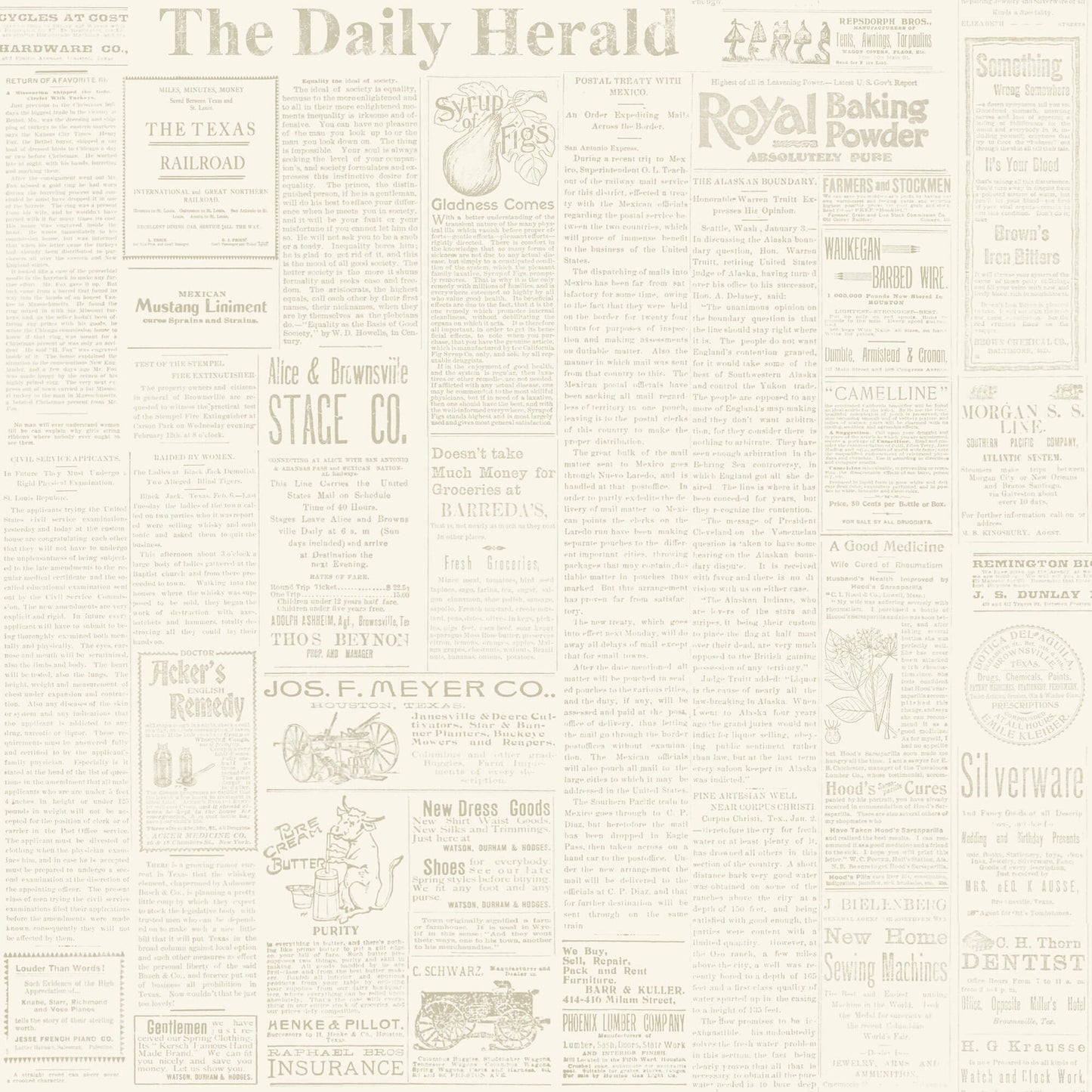 MH1509 Magnolia Home The Daily Newspaper Wallpaper Yellow Gray