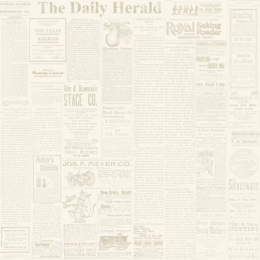 MH1509 Magnolia Home The Daily Newspaper Wallpaper Yellow Gray