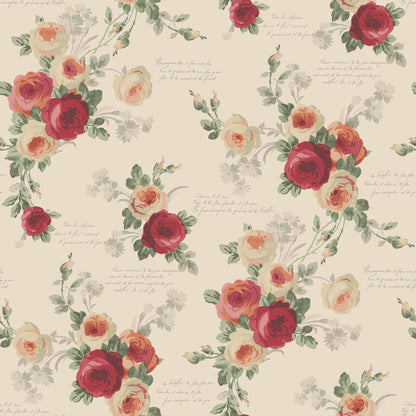 MH1526 Magnolia Home Heirloom Rose Wallpaper Red Beige