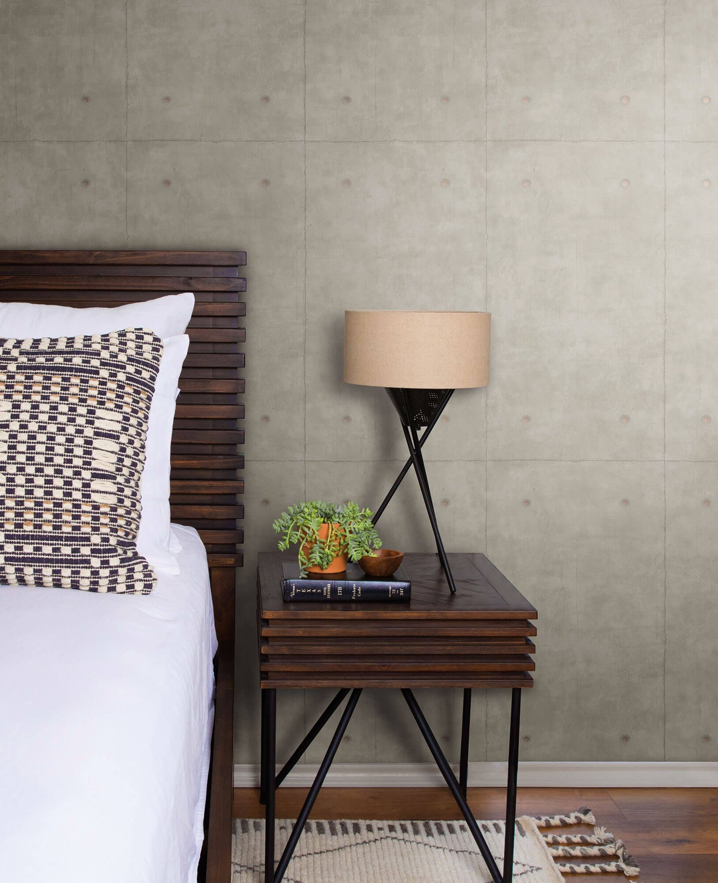 MH1553 Magnolia Home Concrete Bedroom Wallpaper Dark Gray
