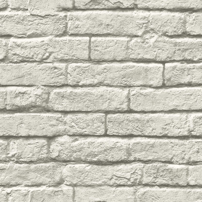 MH1556 Magnolia Home Brick and Mortar Wallpaper Gray White