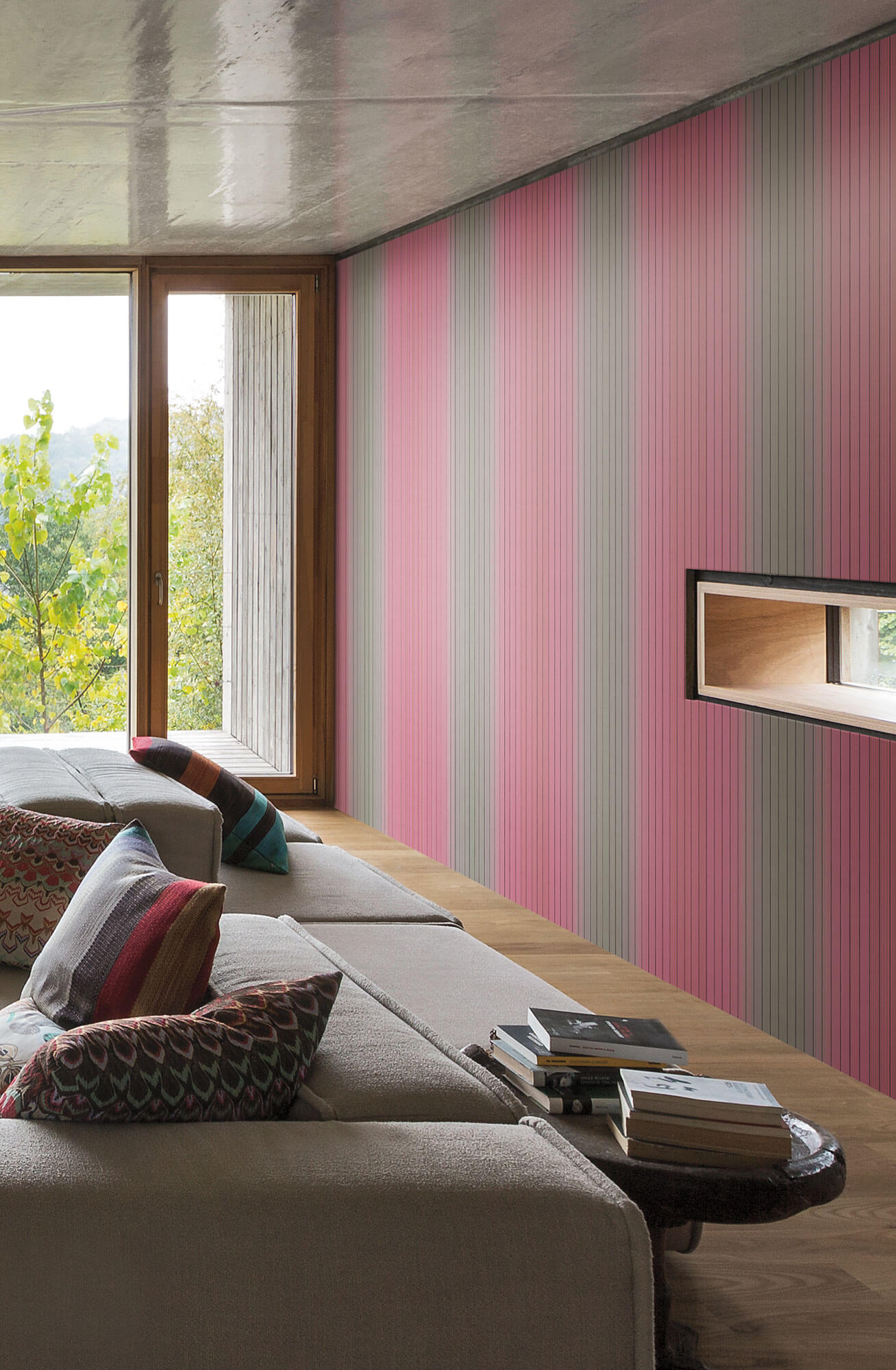 Missoni Home Vertical Stripe Wallpaper - Pink & Black