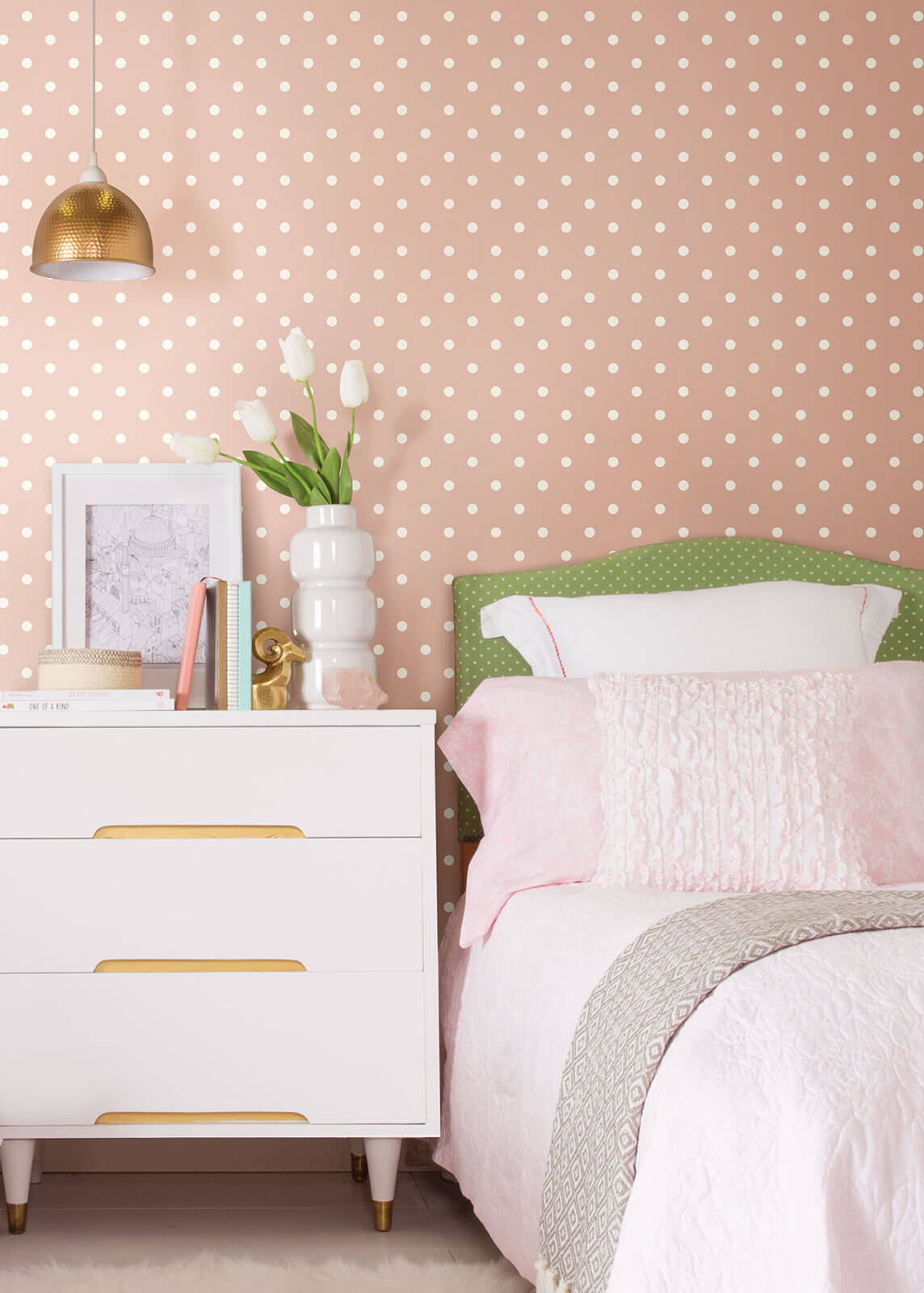 MH1574 Magnolia Home Dots on Dots Wallpaper White Light Pink