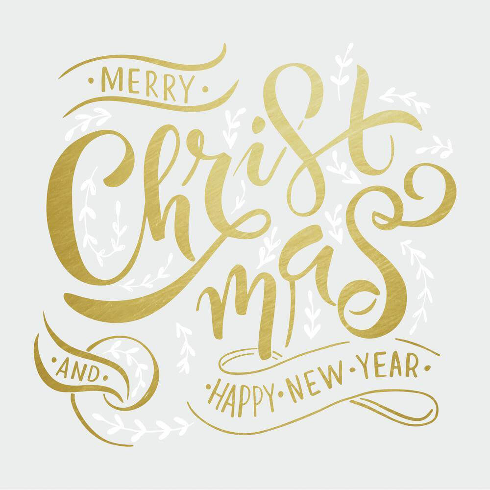 Merry Christmas Metallic Peel & Stick Giant Wall Quote Decals
