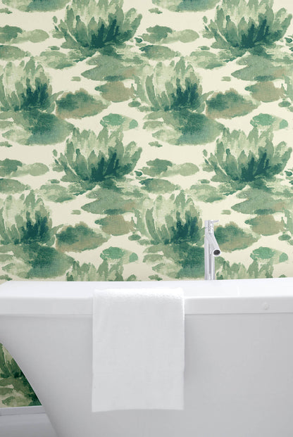 Candice Olson Botanical Dreams Water Lily Wallpaper - Green