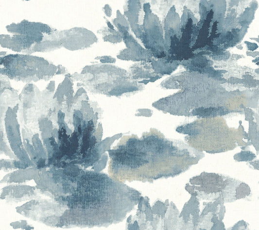Candice Olson Botanical Dreams Water Lily Wallpaper - Dark Blue