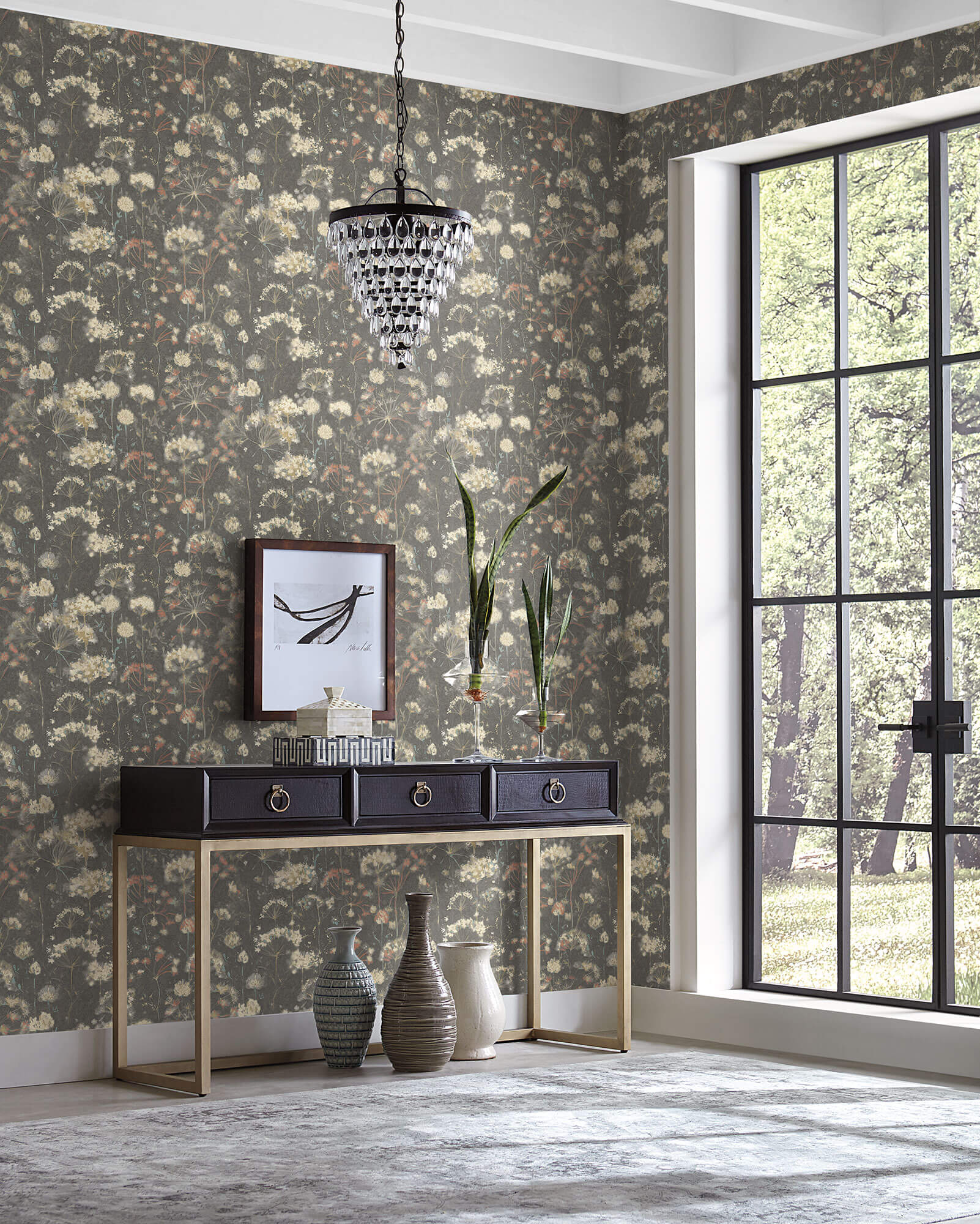 NA0545 Botanical Fantasy Wallpaper By Candice Olson - Black – US Wall Decor