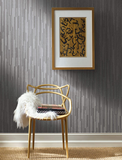 Modern Heritage Vertical Plumb Wallpaper - Charcoal