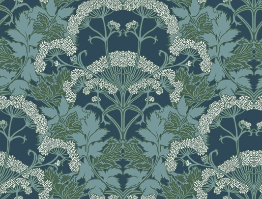 Modern Heritage Yarrow Nouveau Wallpaper - Blue & Green