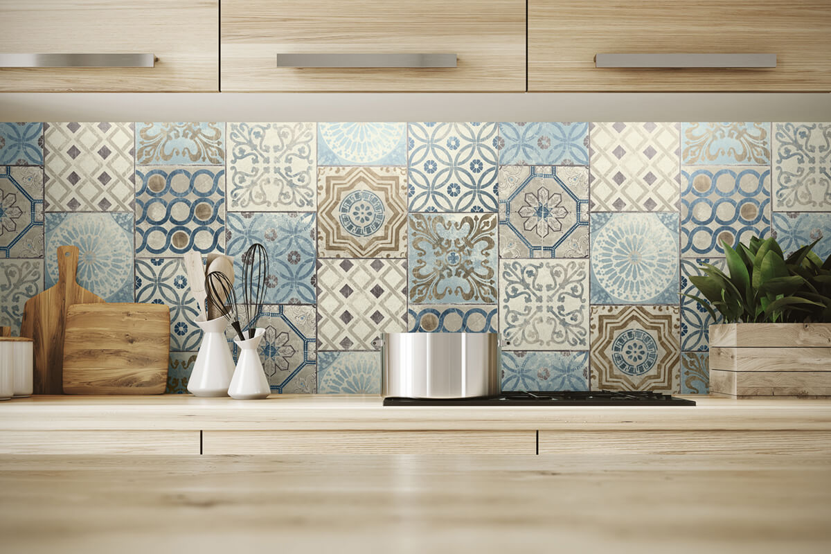 NextWall Moroccan Tile Peel & Stick Wallpaper - Blue & Brown – US Wall ...