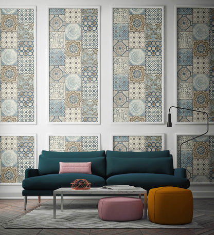NextWall Moroccan Tile Peel & Stick Wallpaper - Blue