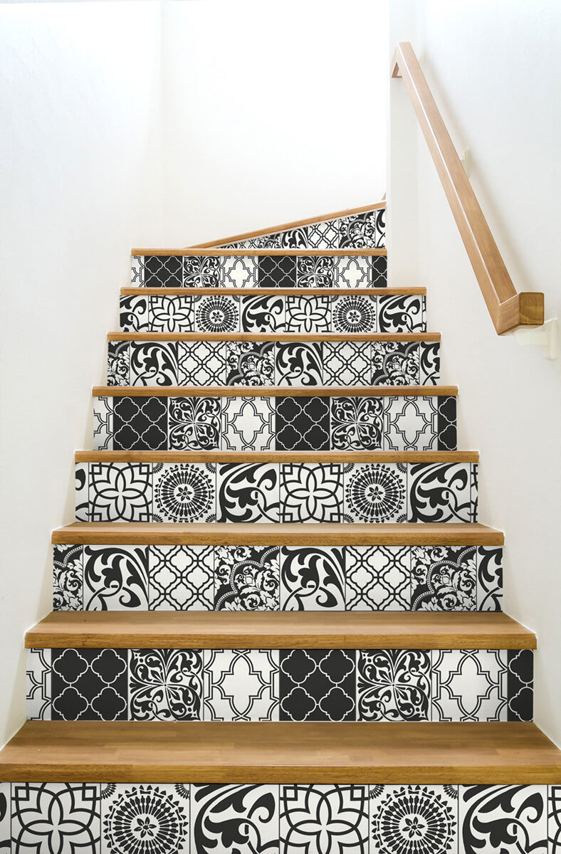 NextWall Graphic Tile Peel & Stick Wallpaper - Black & White