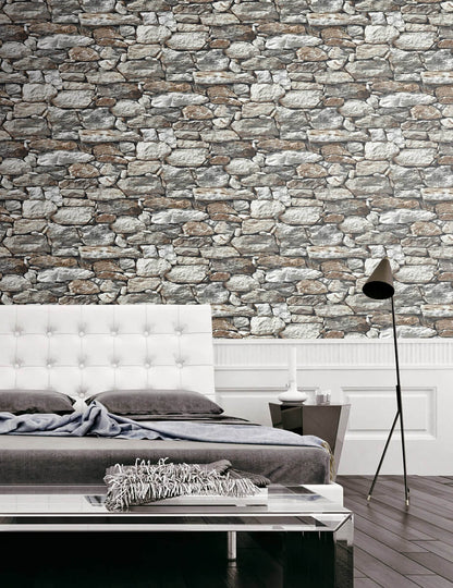 NextWall Stone Wall Peel & Stick Wallpaper - Brown