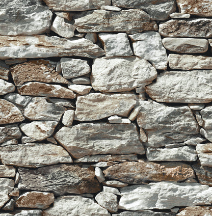NextWall Stone Wall Peel & Stick Wallpaper - Brown