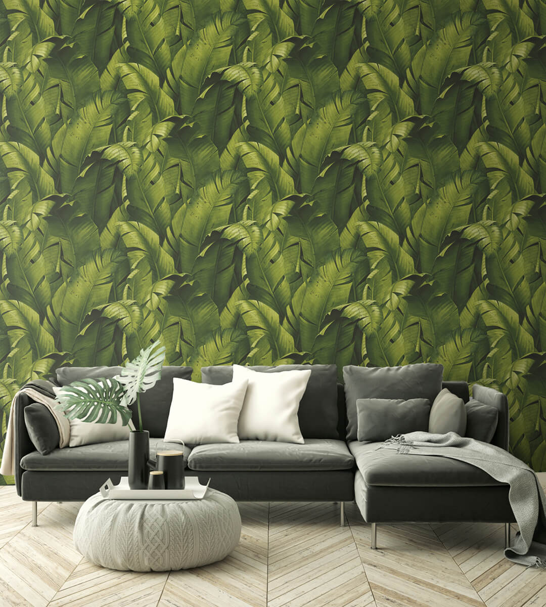 NextWall Tropical Banana Leaves Peel & Stick Wallpaper - Green