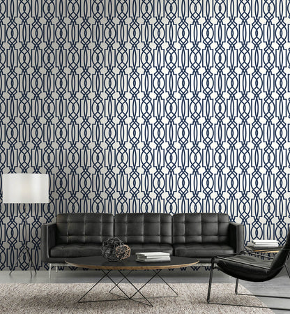 NextWall Deco Lattice Peel & Stick Wallpaper - Navy Blue