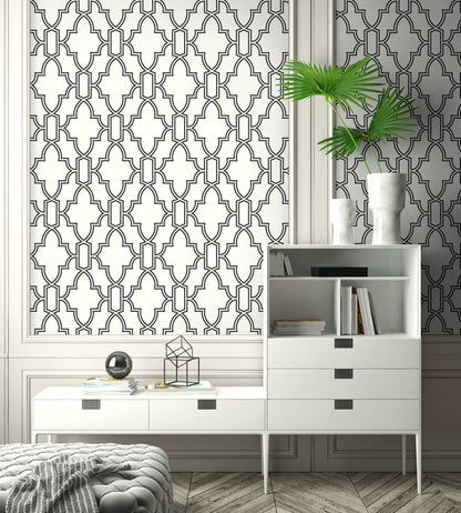 NextWall Tile Trellis Peel & Stick Wallpaper - Black & White