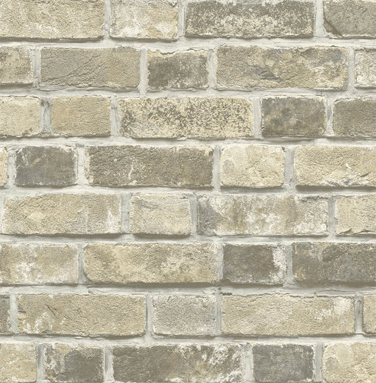NextWall Distressed Brick Peel & Stick Wallpaper - Tan