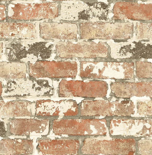 NextWall Weathered Brick Peel & Stick Wallpaper - Red