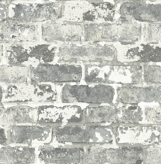 NextWall Weathered Brick Peel & Stick Wallpaper - Gray