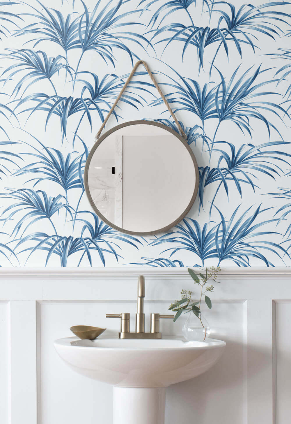 NextWall Tropical Palm Leaf Peel & Stick Wallpaper - Blue