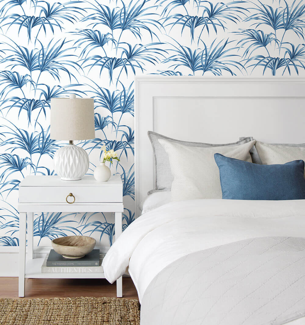NextWall Tropical Palm Leaf Peel & Stick Wallpaper - Blue