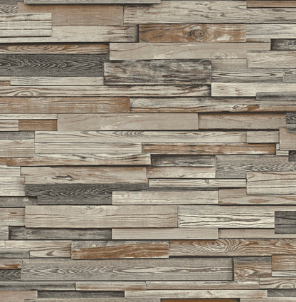 NextWall Reclaimed Wood Plank Peel & Stick Wallpaper - Brown