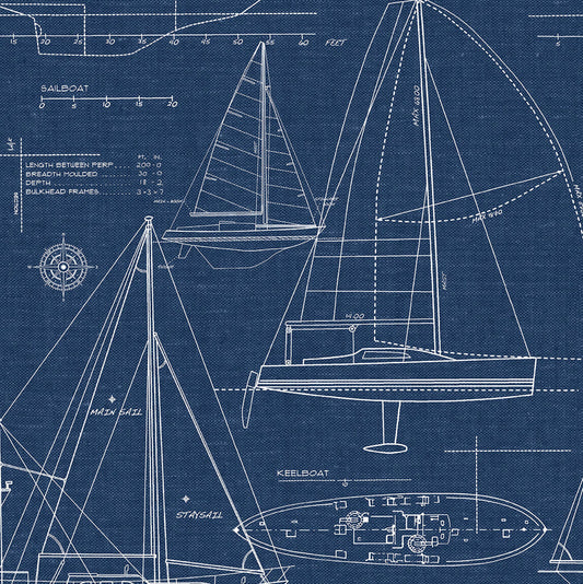 NextWall Yacht Club Peel & Stick Wallpaper - Blue