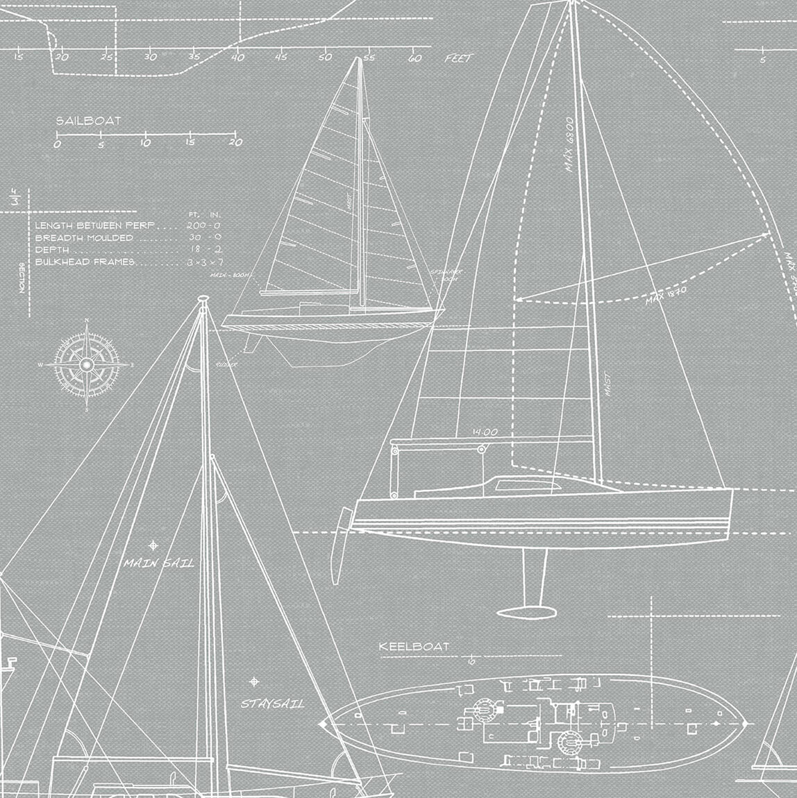 NextWall Yacht Club Peel & Stick Wallpaper - Gray