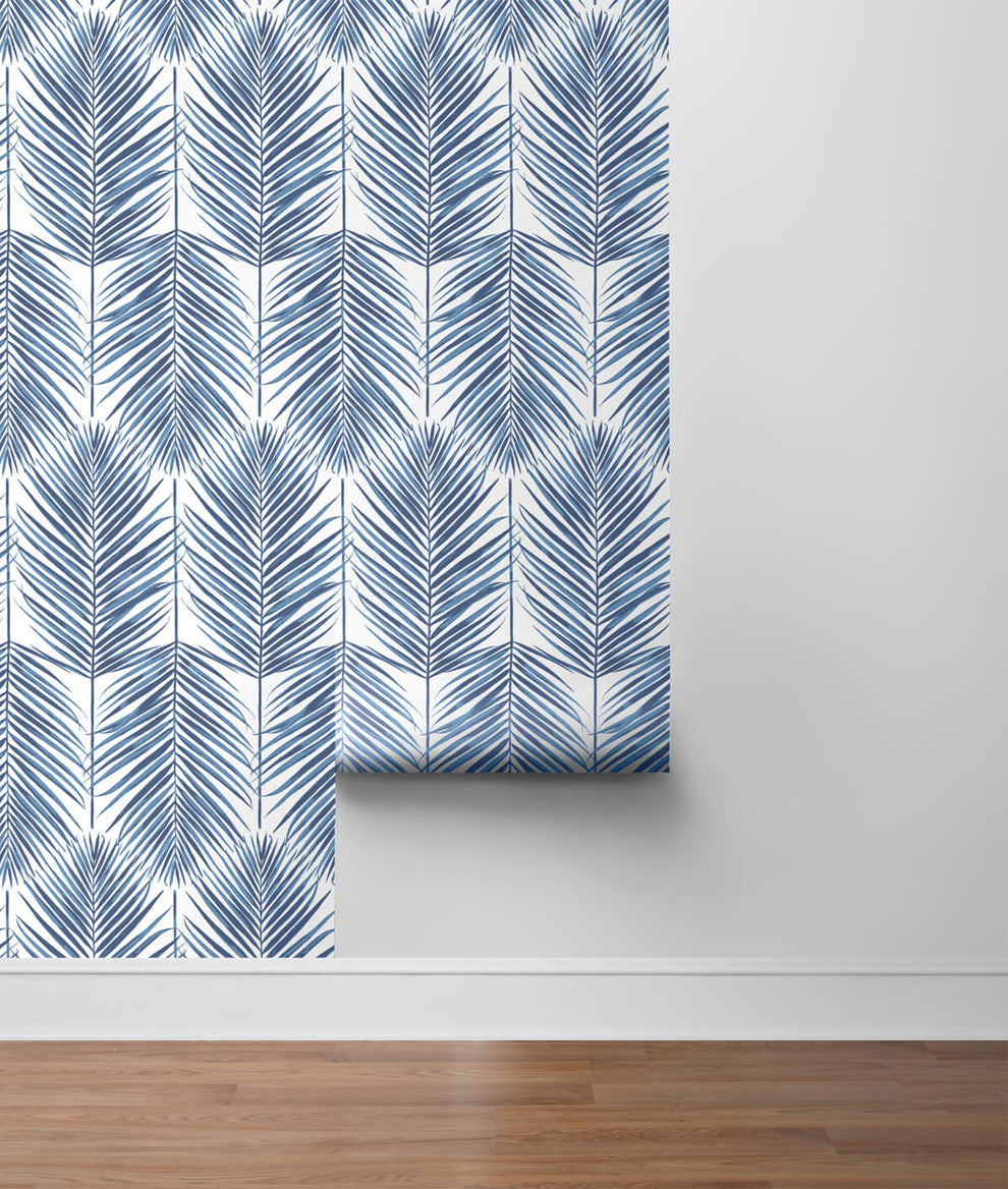 NW33002 NextWall Paradise Palm Peel & Stick Wallpaper Coastal Blue
