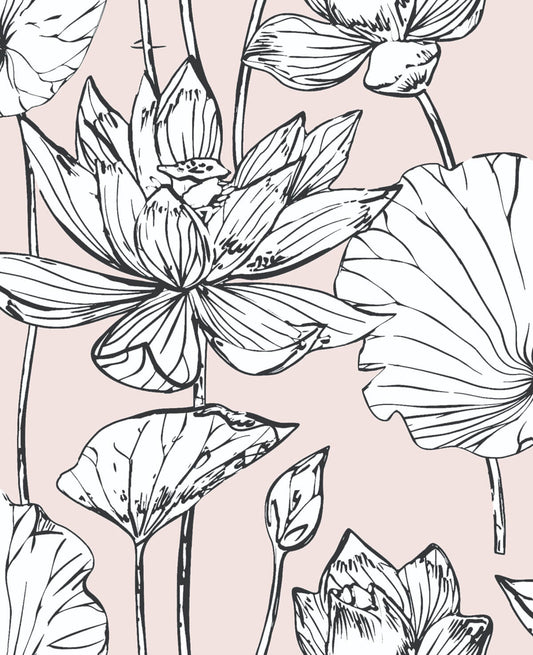 NextWall Lotus Floral Peel & Stick Wallpaper - Pink