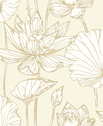 NextWall Lotus Floral Peel & Stick Wallpaper - Gold