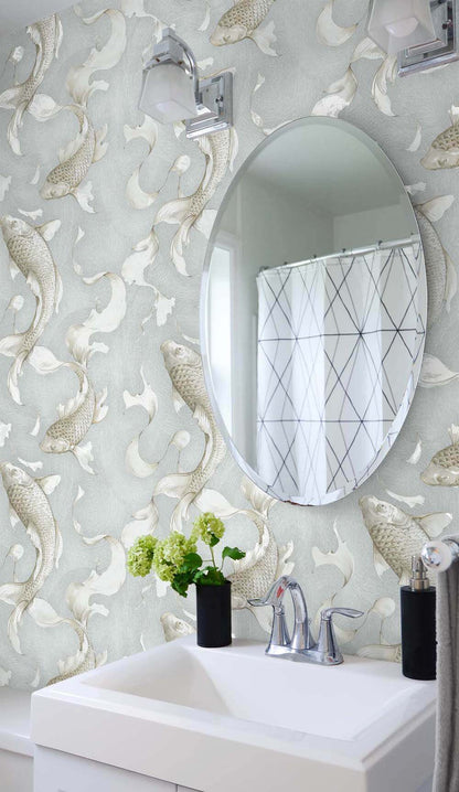 NextWall Koi Fish Peel & Stick Wallpaper - Gray