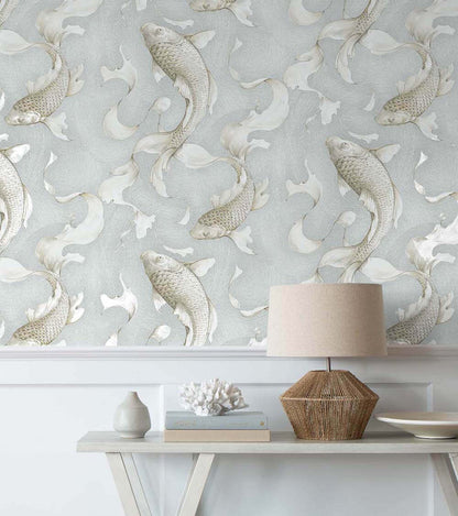NextWall Koi Fish Peel & Stick Wallpaper - Gray