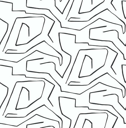 NextWall Linework Maze Peel & Stick Wallpaper - Black