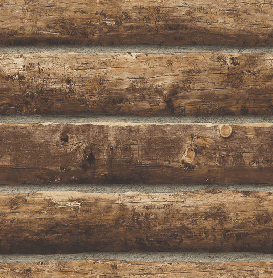 NextWall Log Cabin Peel & Stick Wallpaper - Brown