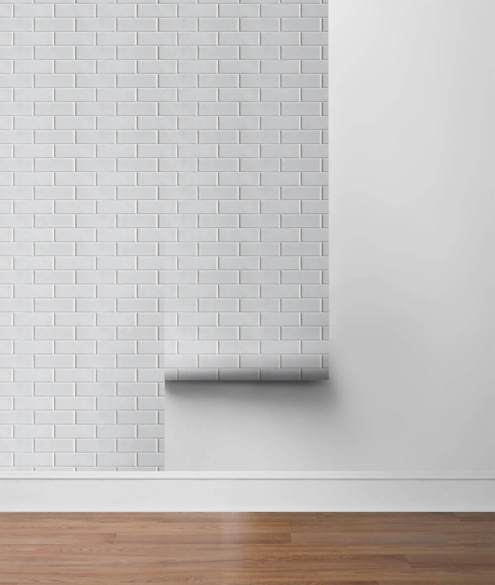 NextWall Faux Subway Tile Peel & Stick Wallpaper - White