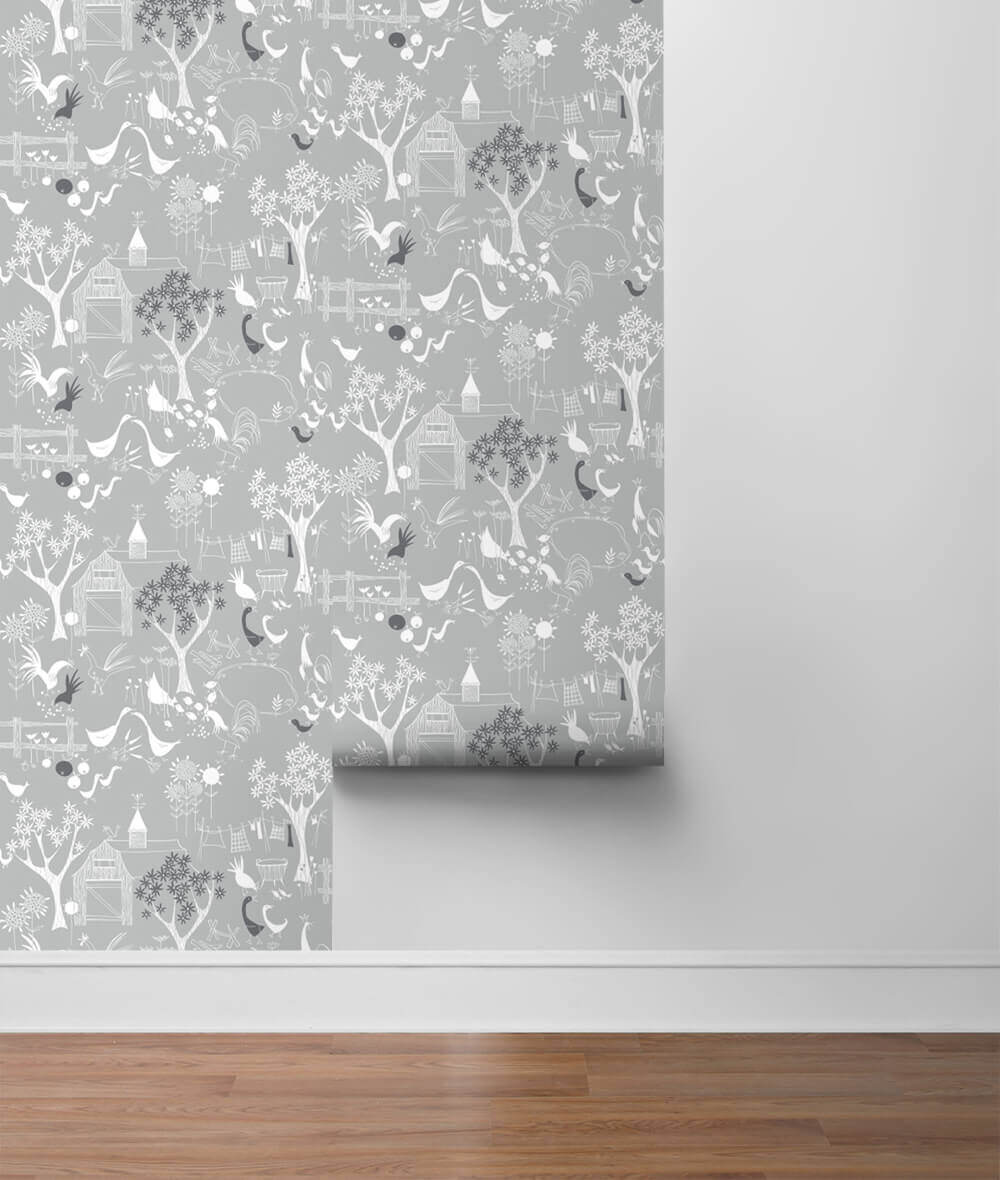 NextWall Rise and Shine Peel & Stick Wallpaper - Gray