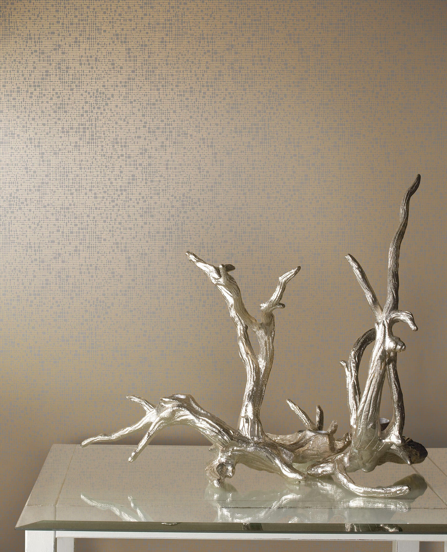 NW3512 Antonina Vella Modern Metals Interactive Wallpaper Taupe Gold