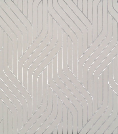 NW3516 Antonina Vella Modern Metals Ebb And Flow Wallpaper White Silver