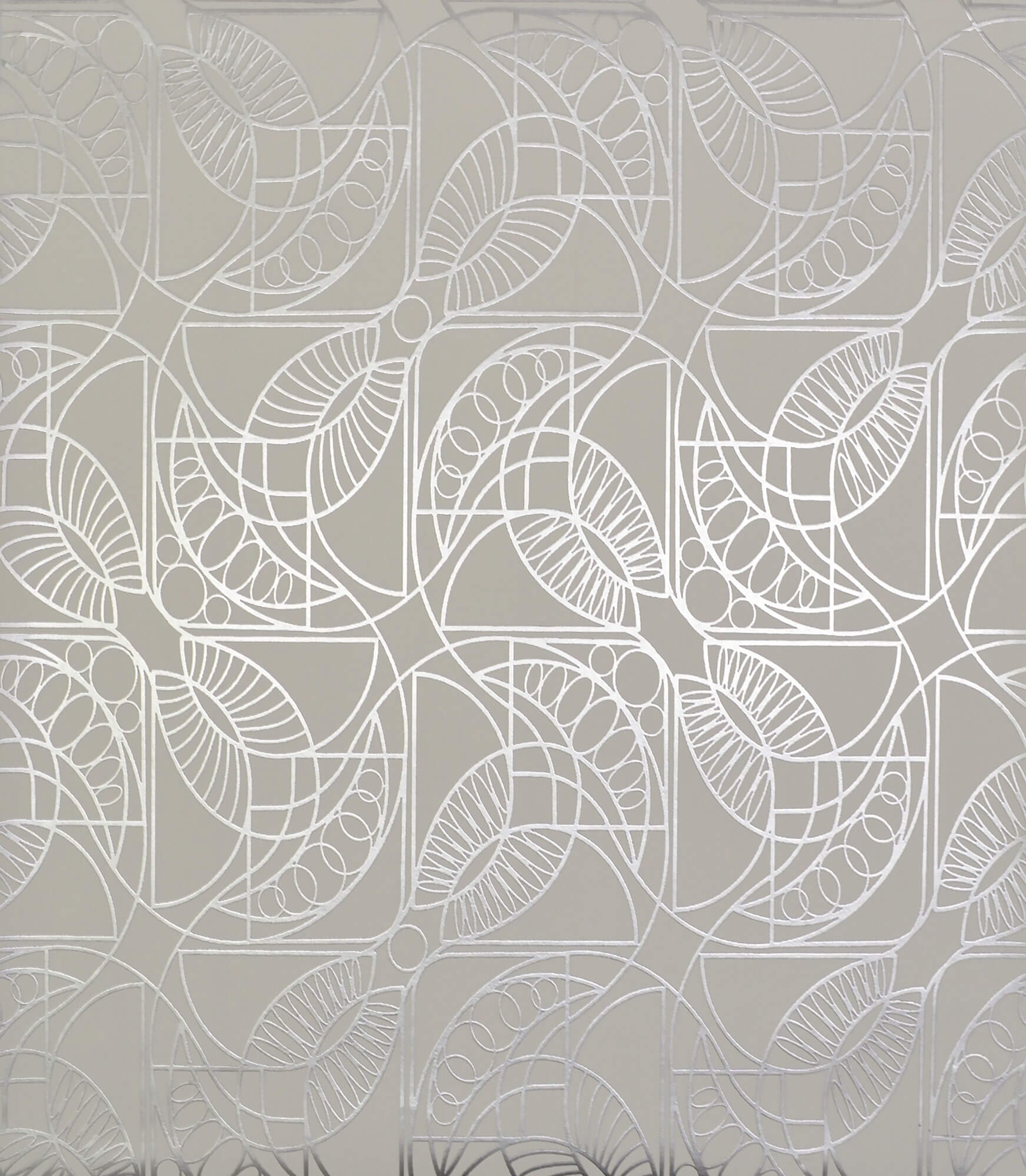 NW3524 Antonina Vella Modern Metals Cartouche Wallpaper White Silver