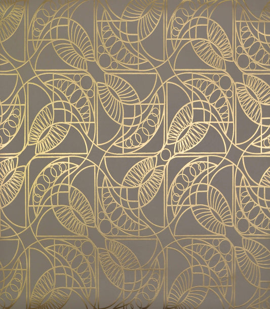 NW3526 Antonina Vella Modern Metals Cartouche Wallpaper Khaki Gold
