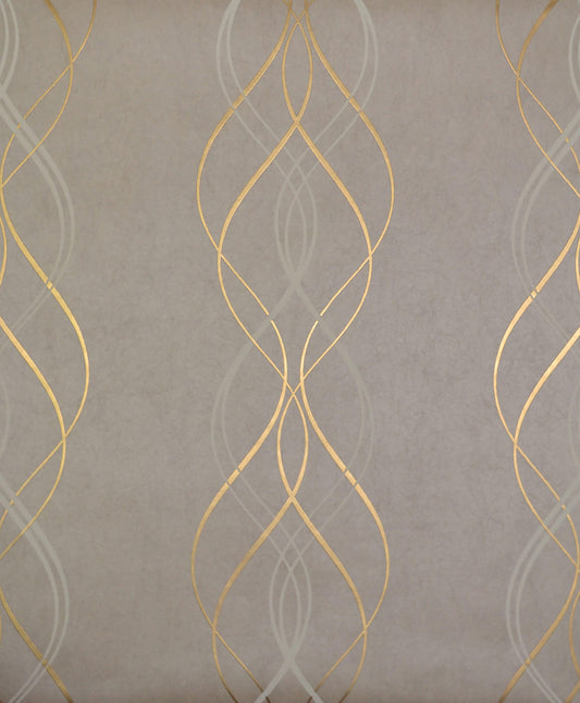 NW3552 Antonina Vella Modern Metals Aurora Wallpaper Khaki Gold