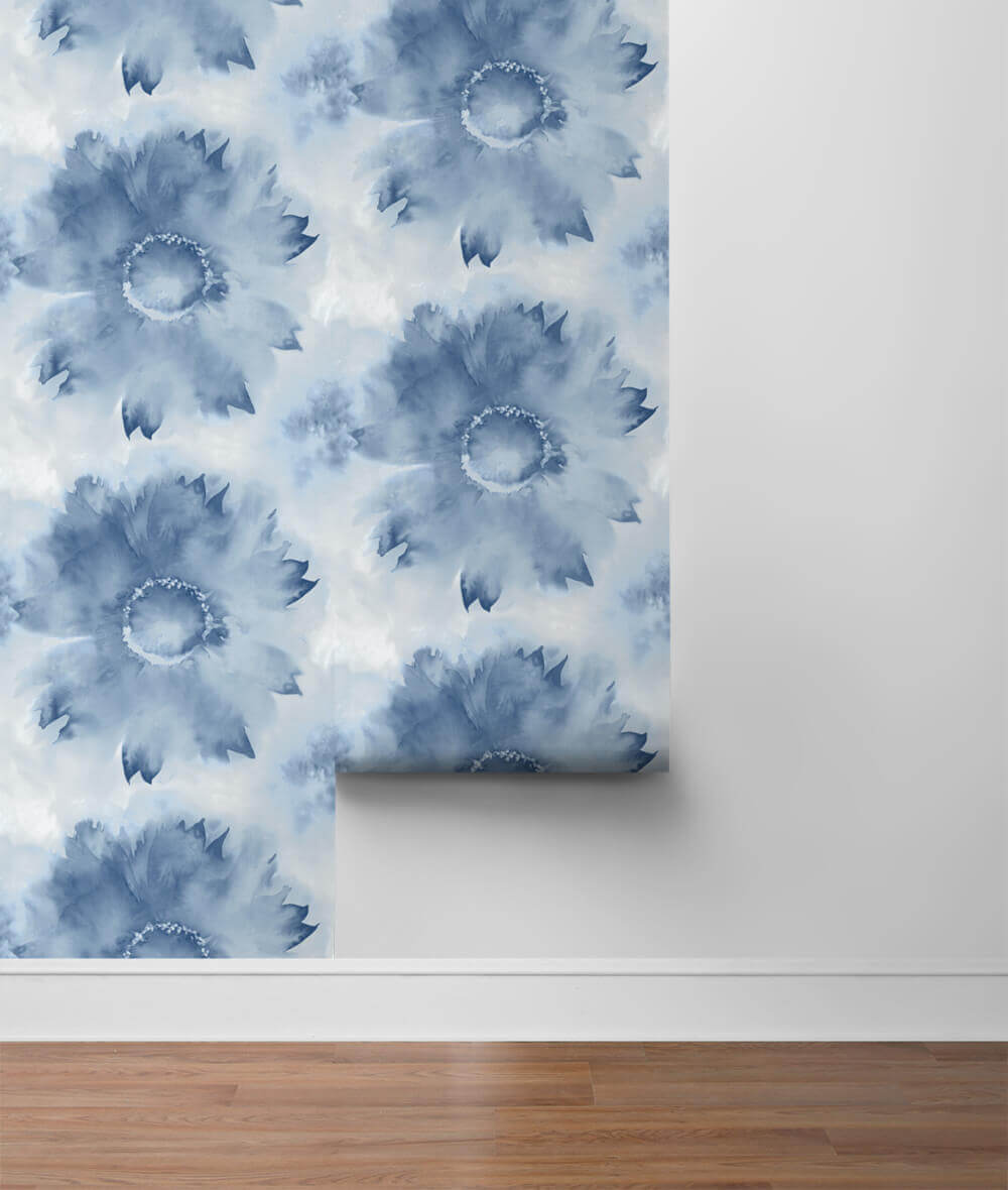 NextWall Watercolor Sunflower Peel & Stick Wallpaper - Blue
