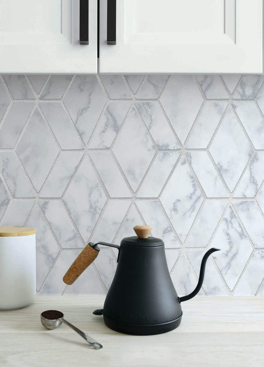 NextWall Marble Tile Peel & Stick Wallpaper - Silver