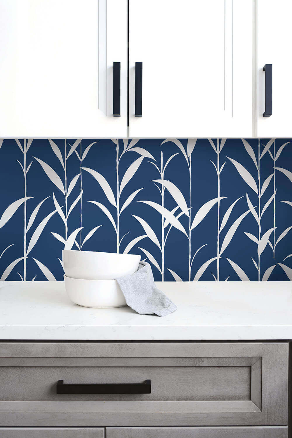 NextWall Bamboo Leaves Peel & Stick Wallpaper - Blue