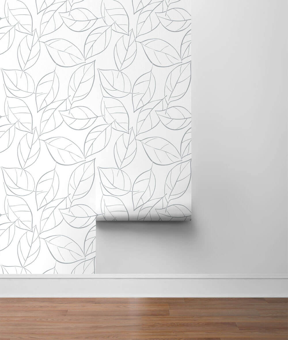 NextWall Tossed Leaves Peel & Stick Wallpaper - Gray