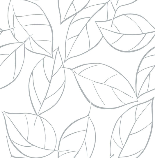 NextWall Tossed Leaves Peel & Stick Wallpaper - Gray