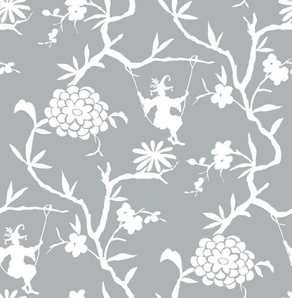 NextWall Chinoiserie Silhouette Peel and Stick Wallpaper - SAMPLE